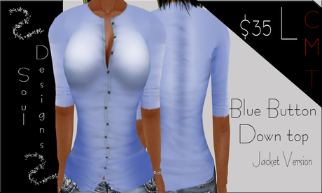 Second Life Marketplace - SD Blue Button Down Female Shirt